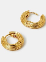 Angels By Accessorize 14ct Plated Chunky Ridge Hoop Earrings - Bild 3 von 3