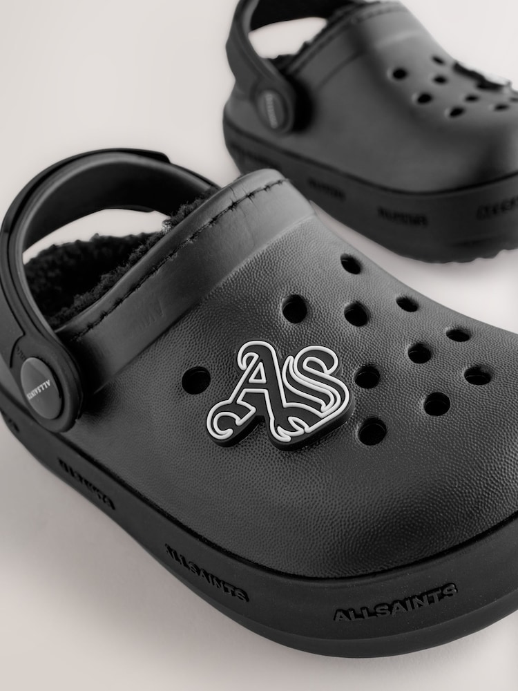 Negru - smALLSAINTS Print Borg Lined Clog Slippers - Image 4 of 6