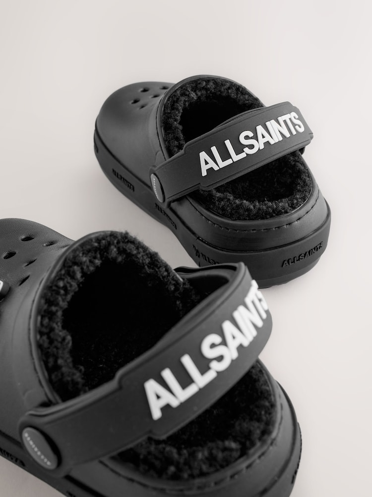 Negru - smALLSAINTS Print Borg Lined Clog Slippers - Image 5 of 6
