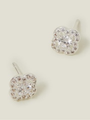 Angels By Accessorize Silver Sterling Plated Diamanté Clover Stud Earrings - Image 1 of 2