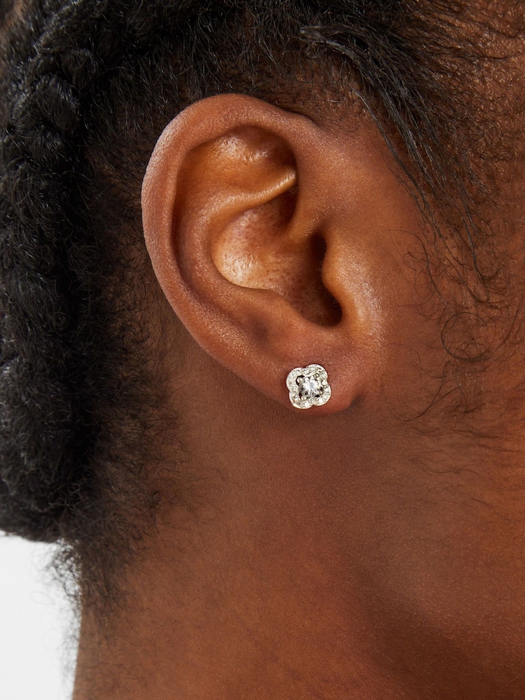 Angels By Accessorize Silver Sterling Plated Diamanté Clover Stud Earrings - Image 2 of 2