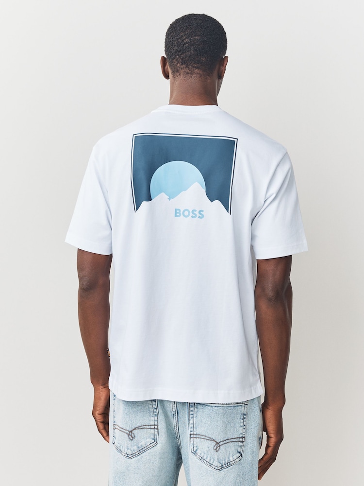 BOSS White Regular Fit Graphic Print T-Shirt - Image 2 of 6 BOSS White Regular Fit Graphic Print T-Shirt - Image 2 of 6