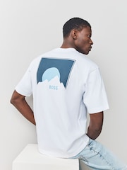 BOSS White Regular Fit Graphic Print T-Shirt - Image 4 of 6