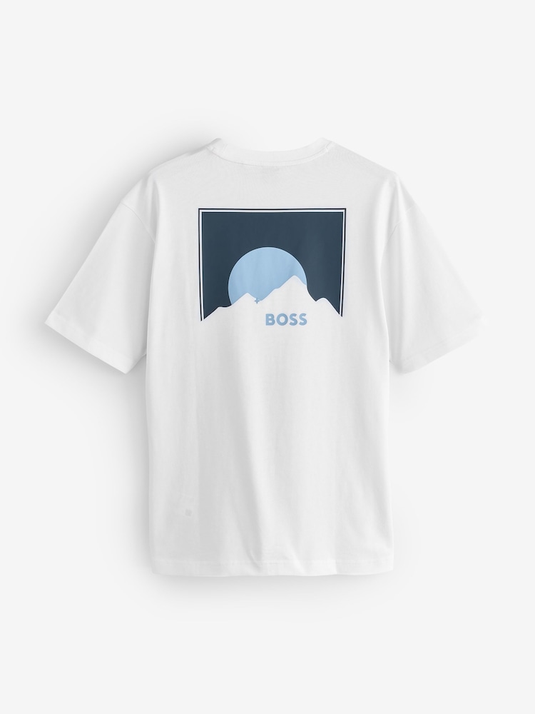 BOSS White Regular Fit Graphic Print T-Shirt - Image 8 of 8 BOSS White Regular Fit Graphic Print T-Shirt - Image 8 of 8