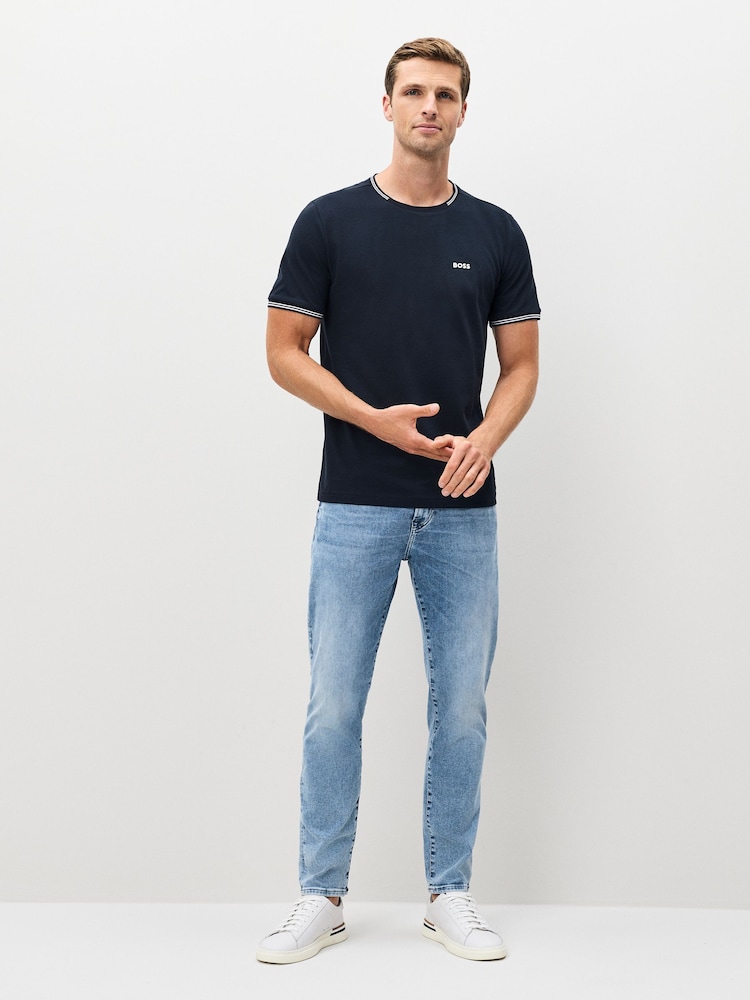Azul marino - BOSS Taul Tipped Regular Fit Logo T-Shirt - Imagen 2 de 5