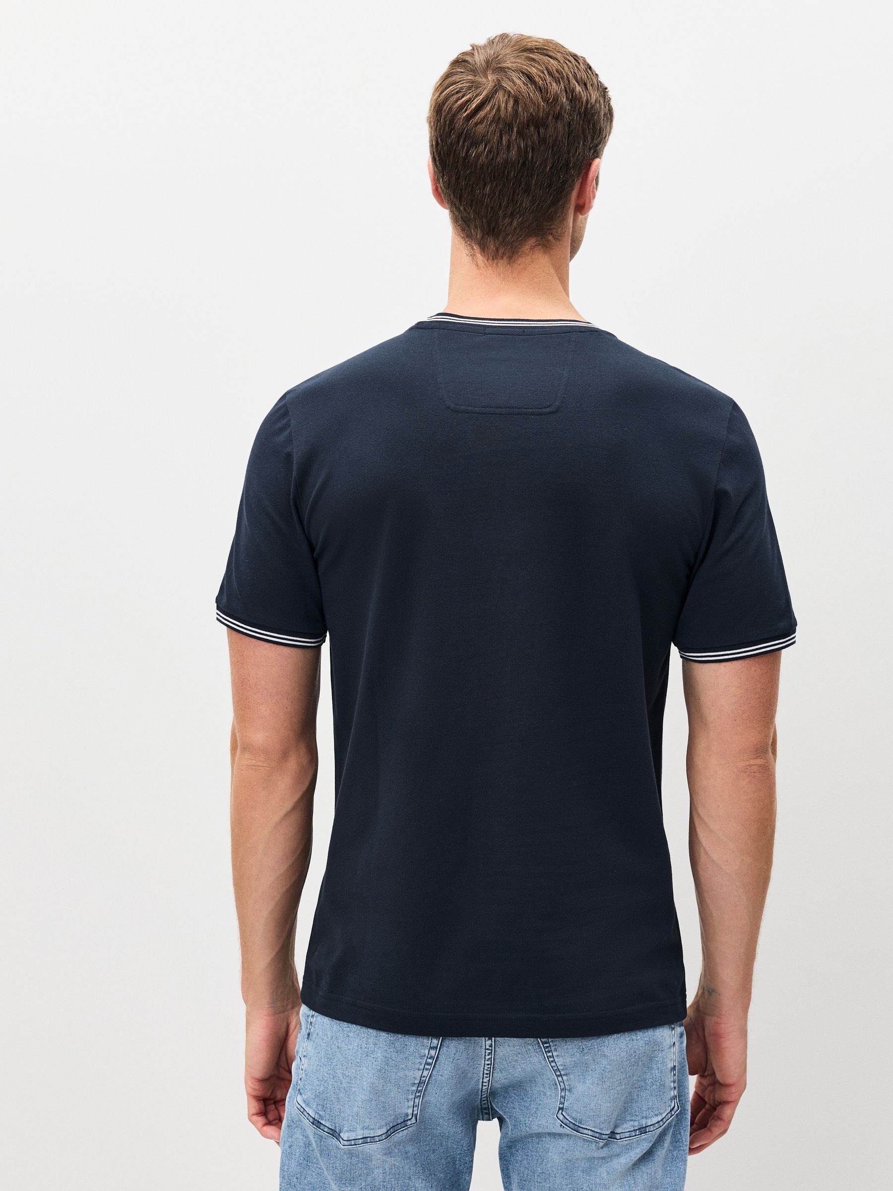 Buy BOSS Blue Navy Taul Tipped Regular Fit Logo T-Shirt from