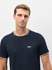 Azul marino - BOSS Taul Tipped Regular Fit Logo T-Shirt - Imagen 4 de 5