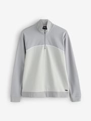 BOSS Grey Tracksuit Contrast Detail Quarter Zip Sweat Top Jumper - Image 1 of 1