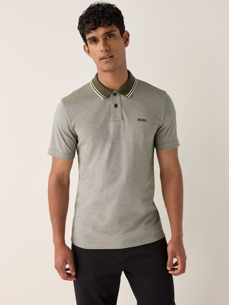 BOSS Green Relaxed Fit Tipped Collar Polo Shirt - Image 1 of 6