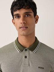 BOSS Green Relaxed Fit Tipped Collar Polo Shirt - Image 4 of 6