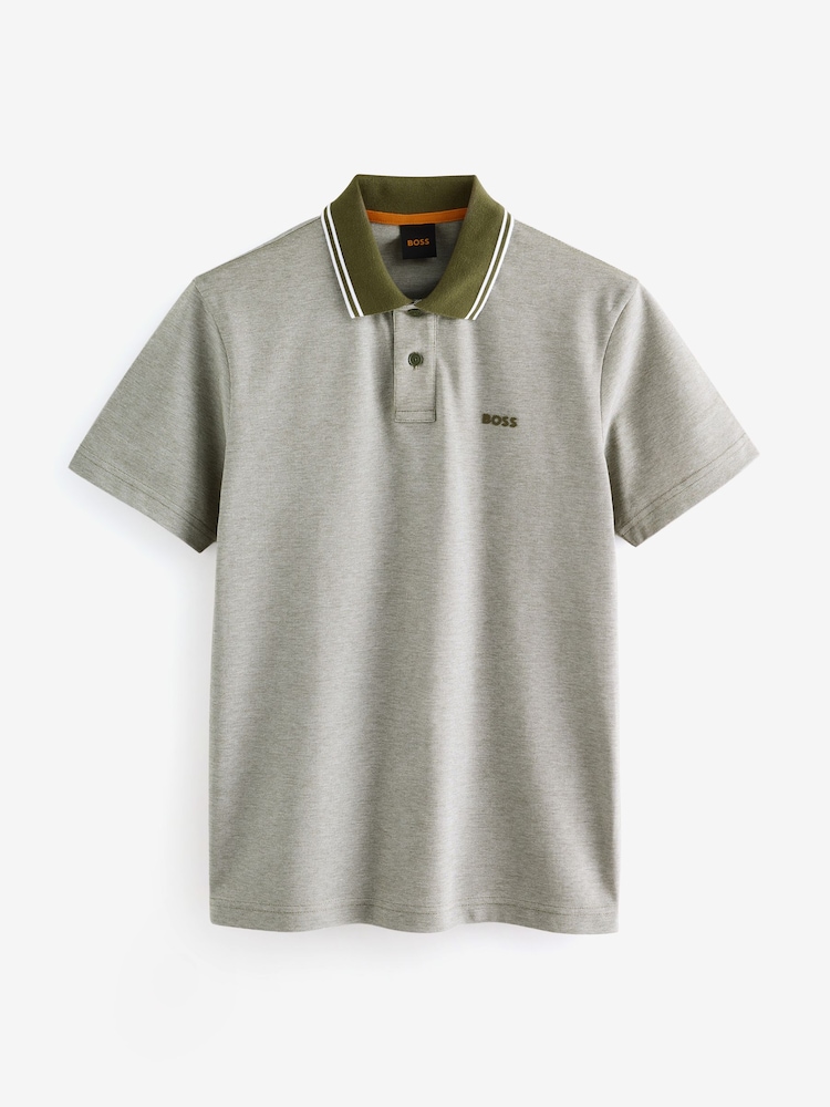 BOSS Green Relaxed Fit Tipped Collar Polo Shirt - Image 6 of 6