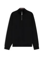 BOSS Stimmann Collar Detail Quarter Zip Sweat Top Jumper - Imagem 1 de 1