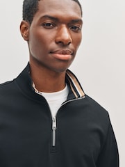BOSS Black Stimmann Collar Detail Quarter Zip Sweat Top Jumper - Image 4 of 6