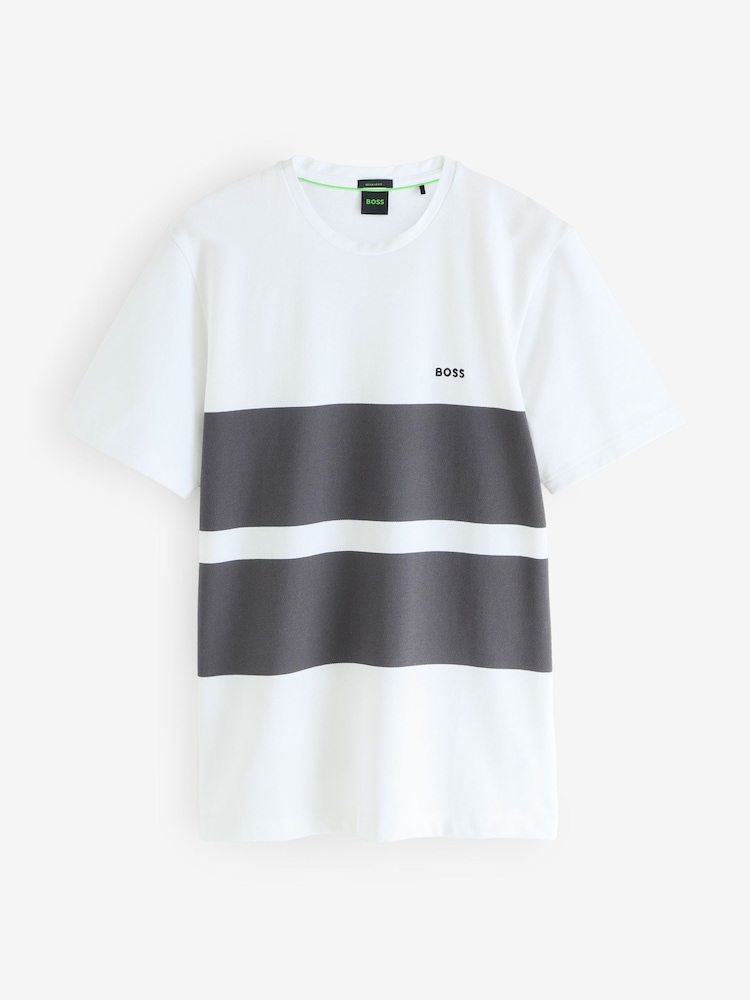 BOSS White Regular Fit Stripe T-Shirt - Image 1 of 1