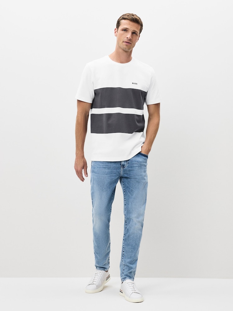 BOSS White Regular Fit Stripe T-Shirt - Image 2 of 5