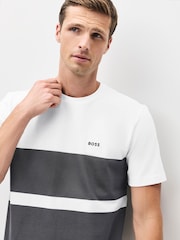 BOSS White Regular Fit Stripe T-Shirt - Image 4 of 5