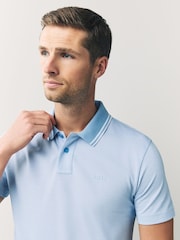 Azul - BOSS Relaxed Fit Tipped Collar Polo Shirt - Imagen 4 de 5