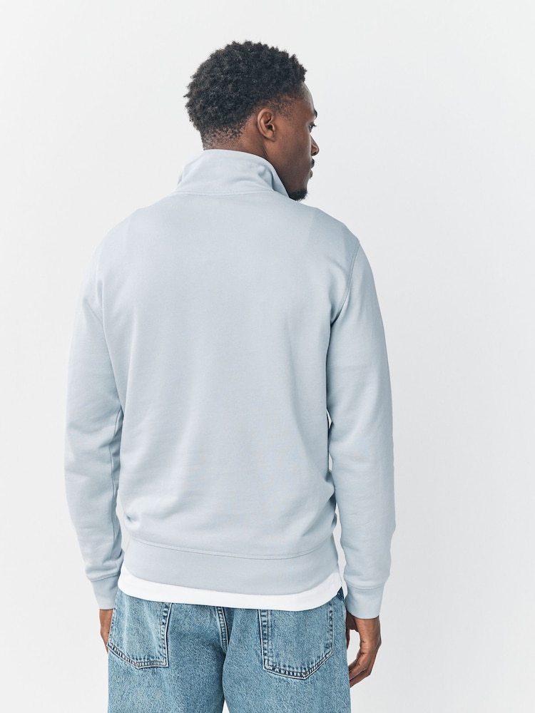 BOSS Blue Chrome Zetrust Quarter Zip Sweat Top - Image 2 of 8 BOSS Blue Chrome Zetrust Quarter Zip Sweat Top - Image 2 of 8
