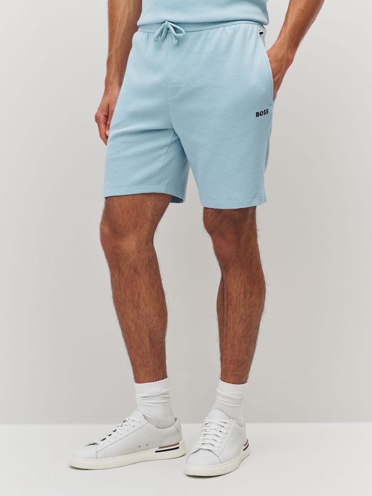 BOSS Blue Waffle Shorts - Image 1 of 5 BOSS Blue Waffle Shorts - Image 1 of 5