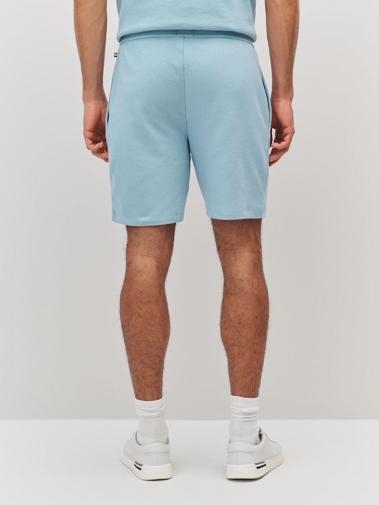 BOSS Blue Waffle Shorts - Image 2 of 5 BOSS Blue Waffle Shorts - Image 2 of 5