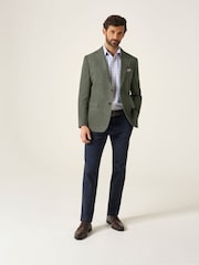 Skopes Green Tailored Fit Padua Suede Effect Herringbone Jacket - Image 4 of 8