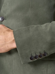 Skopes Green Tailored Fit Padua Suede Effect Herringbone Jacket - Image 6 of 8