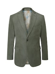 Skopes Green Tailored Fit Padua Suede Effect Herringbone Jacket - Image 7 of 8