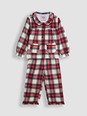 JoJo Maman Bébé Cream silver Woven Check Pretty Collar Pyjamas - Image 1 of 6