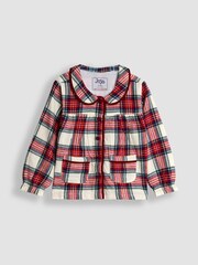 JoJo Maman Bébé Cream silver Woven Check Pretty Collar Pyjamas - Image 2 of 6