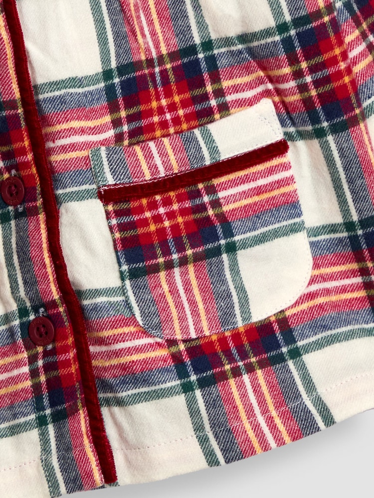 JoJo Maman Bébé Cream silver Woven Check Pretty Collar Pyjamas - Image 6 of 6