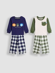 JoJo Maman Bébé Navy Dinosaur Character Mix And Match 2 Pack Pyjamas - Image 1 of 11