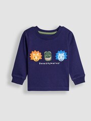 JoJo Maman Bébé Navy Dinosaur Character Mix And Match 2 Pack Pyjamas - Image 2 of 11