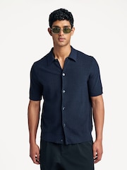 NN.07 Blue Nolan Button Through Knit Short Sleeve Shirt - Image 1 of 7