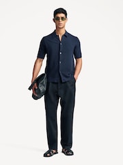 NN.07 Blue Nolan Button Through Knit Short Sleeve Shirt - Image 2 of 7