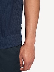 NN.07 Blue Nolan Button Through Knit Short Sleeve Shirt - Image 5 of 7