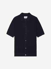 NN.07 Blue Nolan Button Through Knit Short Sleeve Shirt - Image 6 of 7