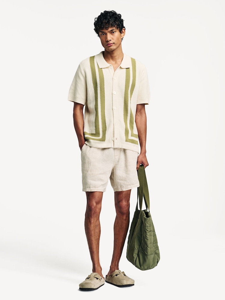 NN.07 Cream Relaxed Gregor Waistband Drawstring Linen Shorts - Image 1 of 8 NN.07 Cream Relaxed Gregor Waistband Drawstring Linen Shorts - Image 1 of 8