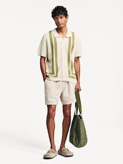 NN.07 Cream Relaxed Gregor Waistband Drawstring Linen Shorts - Image 2 of 8