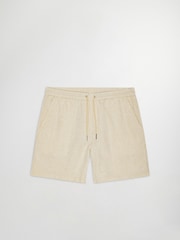 NN.07 Cream Relaxed Gregor Waistband Drawstring Linen Shorts - Image 7 of 8