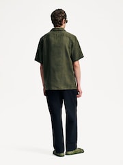 NN.07 Green Julio Camp Collar Linen Short Sleeve Shirt - Image 3 of 7