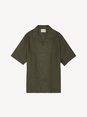 NN.07 Green Julio Camp Collar Linen Short Sleeve Shirt - Image 6 of 7