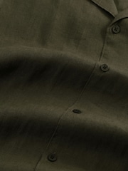 NN.07 Green Julio Camp Collar Linen Short Sleeve Shirt - Image 7 of 7