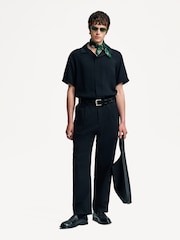NN.07 Black Hank Camp Collar Textured Short Sleeve Shirt - Image 10 of 19