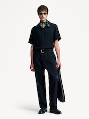 NN.07 Black Hank Camp Collar Textured Short Sleeve Shirt - Image 11 of 19