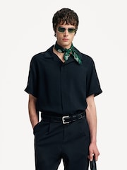 NN.07 Black Hank Camp Collar Textured Short Sleeve Shirt - Image 12 of 19