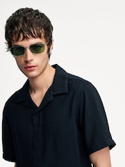 NN.07 Black Hank Camp Collar Textured Short Sleeve Shirt - Image 13 of 19