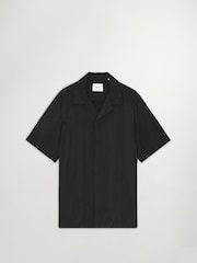 NN.07 Black Hank Camp Collar Textured Short Sleeve Shirt - Image 16 of 19