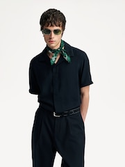 NN.07 Black Hank Camp Collar Textured Short Sleeve Shirt - Image 3 of 19