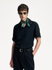 NN.07 Black Hank Camp Collar Textured Short Sleeve Shirt - Image 4 of 19