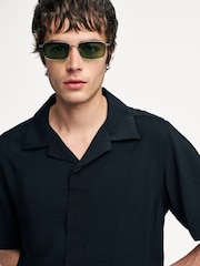 NN.07 Black Hank Camp Collar Textured Short Sleeve Shirt - Image 5 of 19